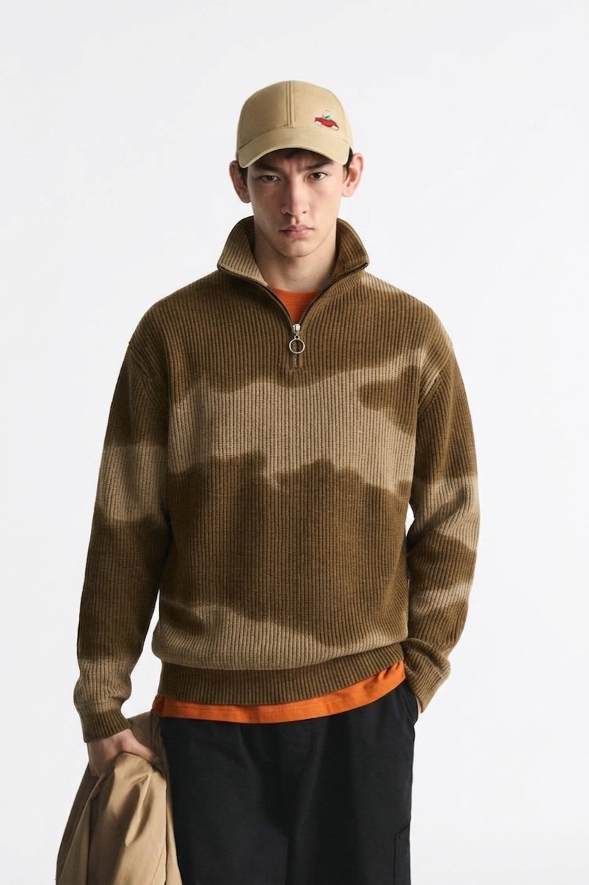 Detachable Fleece â€” Brown, on model